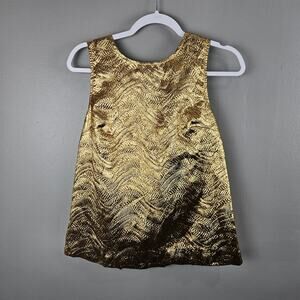 J.Crew Collection Metallic Gold Black Evening Blouse Tank Top Size XS